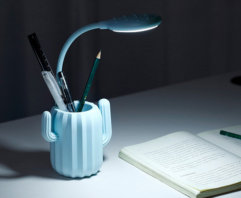 LED Creative Pen Holder Cactus Lamp USB Charging Study Desk Lamp Bedroom Living Room Night Light