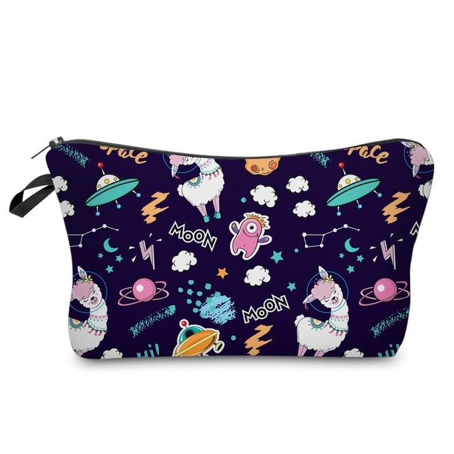Space Cosmetic Bag Waterproof Printing Lovely Llama Pouch Custom Color for Travel  51481