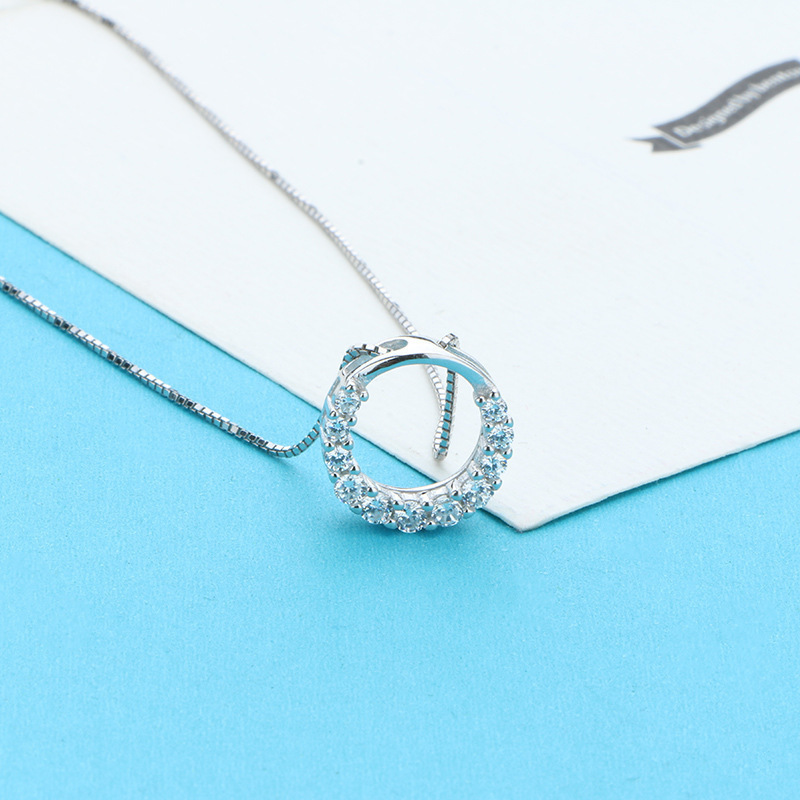 Drop Shipping 925 Sterling Silver Necklaces Silver Round Crystal Necklace Pendants&Necklaces Jewelry Collar Colar