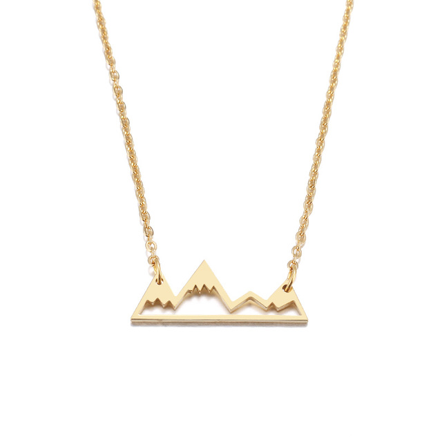 Stainless Steel Necklace Minimalist Mountain Top Pendant Snowy Mountain Necklace Hiking Outdoor Travel Jewelry Mountains