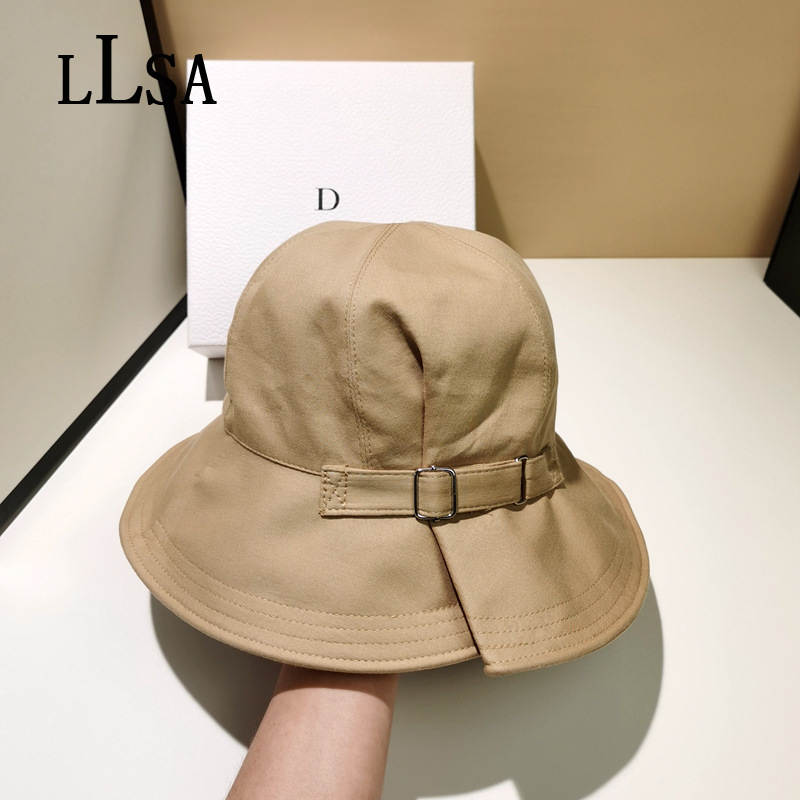 Latest Thin Section Dome Fisherman Hat Women Grace Wide Brim Sunhat Solid Color Collapsible Luxury Panama Lady Cap Buckle Design