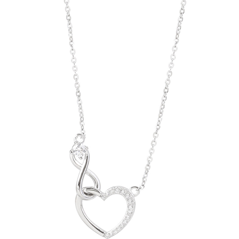New 925 Sterling Silver Crystal Cross Heart Charm Necklace Creative Elegant Clavicle Chain Jewelry For Women Choker