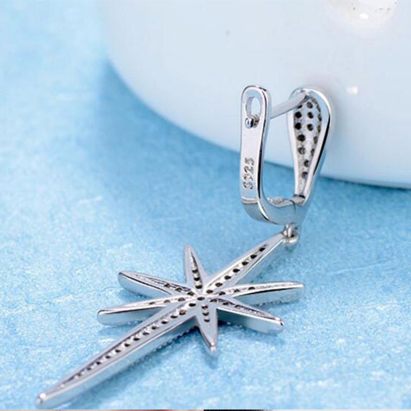Delicate Hexagonal Star Dangle Earrings With Dazzling Full Zircon For Women Party Gifts