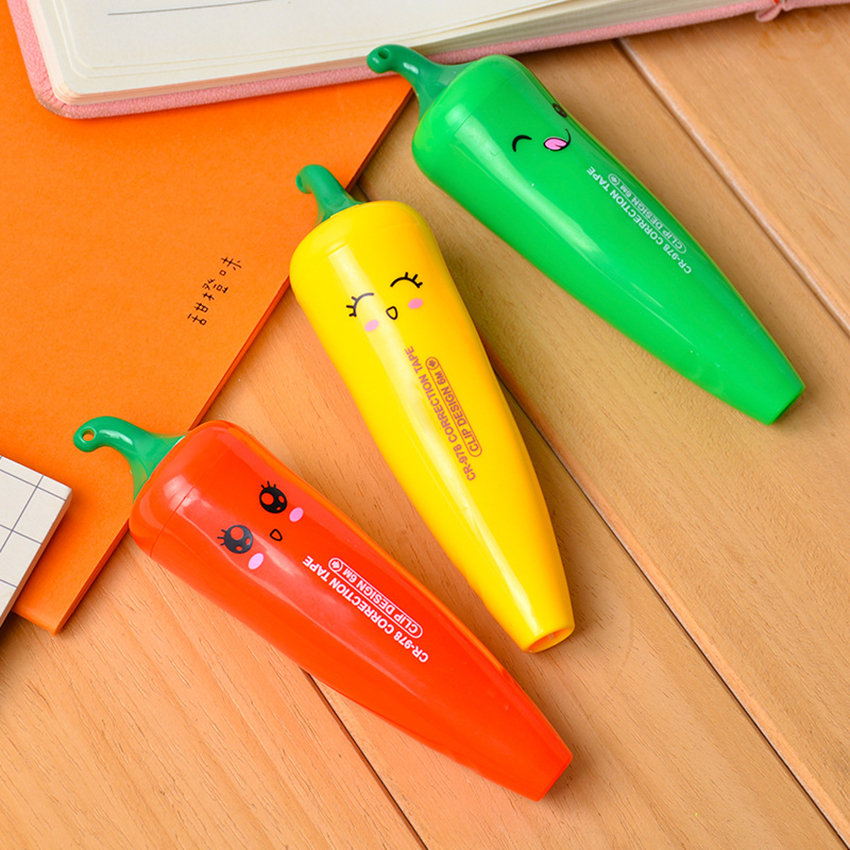 1Pc 5mm*6m Cute Chili Correction Tape Creative Press Film Tape Corrector Stationery Office Student Supplies Correction Tape