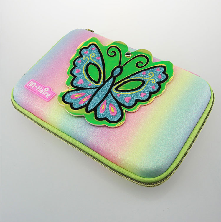 Kawaii Pencil Cases For Girls School Supplies Flip Mirror Cartoon Butterfly Rainbow Colors Pen Box Organizer Office korean style