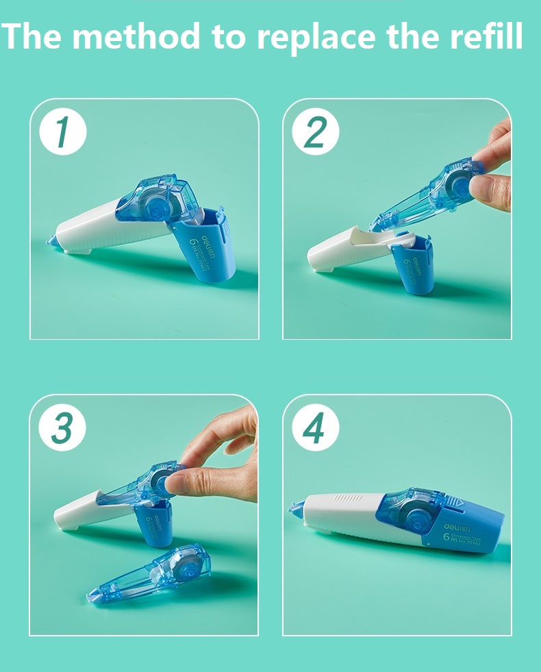 1+2 Total 3Pcs Correction Tape 5mmx6m Replaceable Refills Kids Students School Test Correct Mistake Belt Homework Office