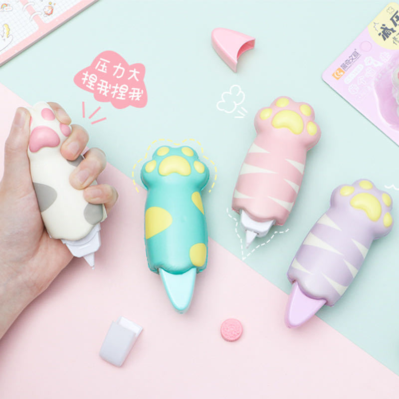 Fun Decompression Cat Claw Correction Tape Transparent Film Out Corrector Tape Decorative DIY PET Correction Office Stationery