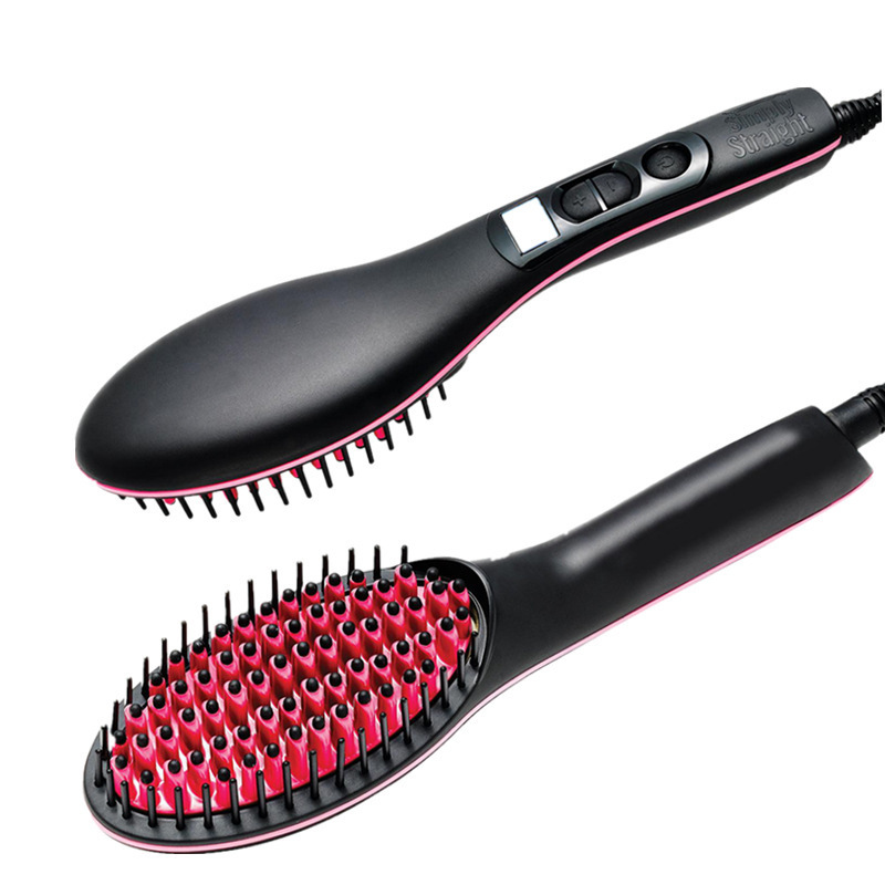 Electric Hair Straightener Brush Hair Straightening Comb LCD Styling Ionic Hair Brush Hot Irons Heating Dry and Smooth Hairbrus