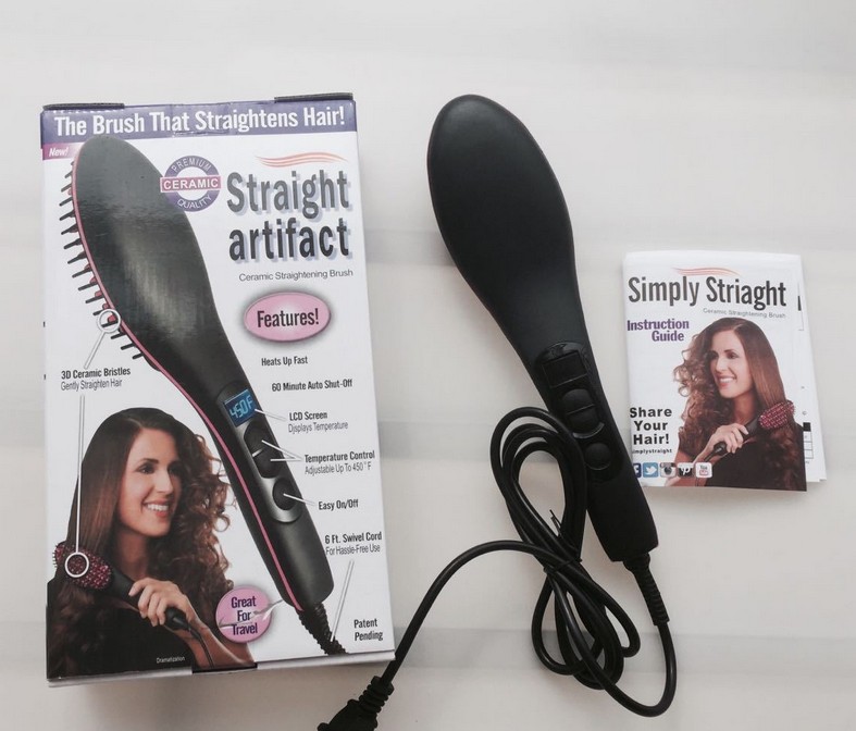 Electric Hair Straightener Brush Hair Straightening Comb LCD Styling Ionic Hair Brush Hot Irons Heating Dry and Smooth Hairbrus