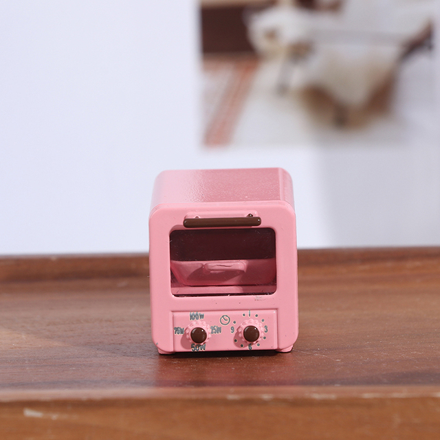 New Simulation Miniature Dollhouse Oven Play Kitchen Baking Dish Bread Retro Refrigerator Model Doll Mini Furniture Toy Decor