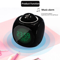 New Creative Attention Projection Digital Weather LCD Snooze Clock Bell Alarm Display Backlight LED Projector Home Clock Timer