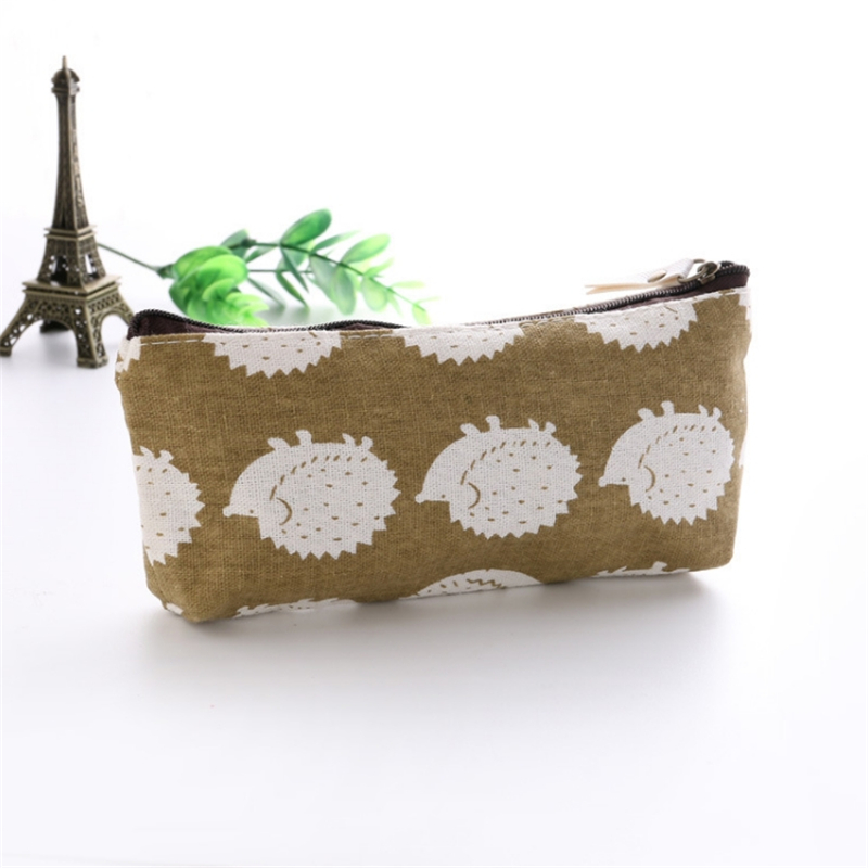 Gift Pencil Bags Animals Canvas Floral Hedgehog Polar Bear Tree Whale Lovely Pencils Case Stationery School Supplies
