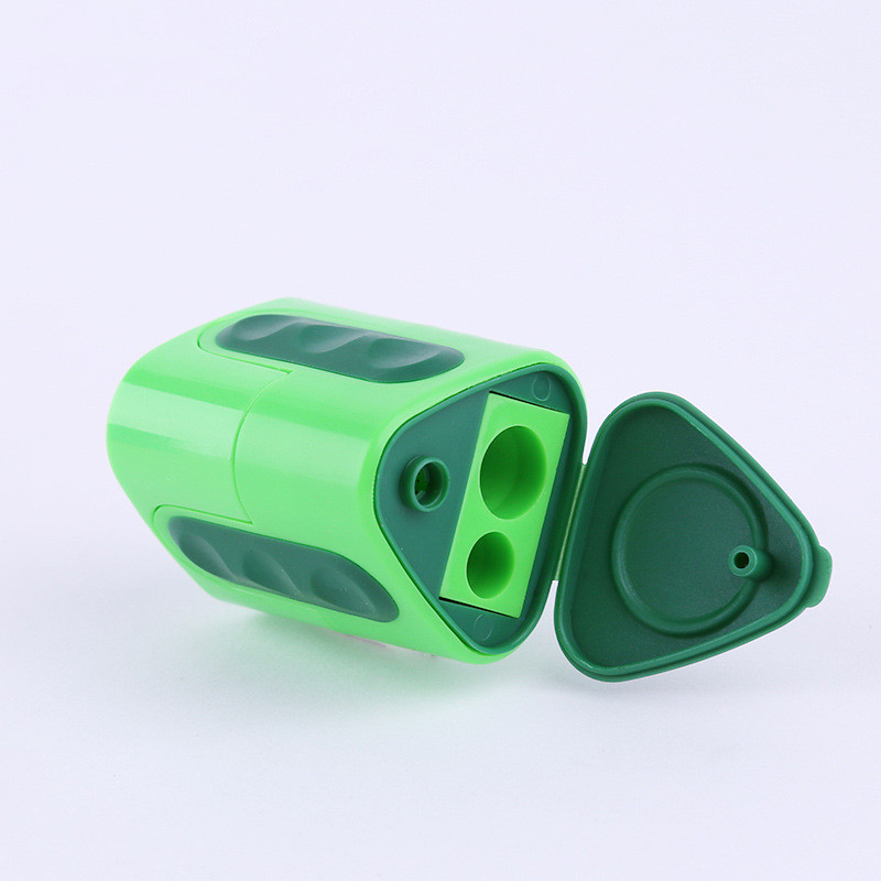 Triangle Double Hole Pencil Sharpener with Thick Hole Sharpeners Large Hole Cutter Stationery Knife Can Sharpen 0.8cm/1.1cm