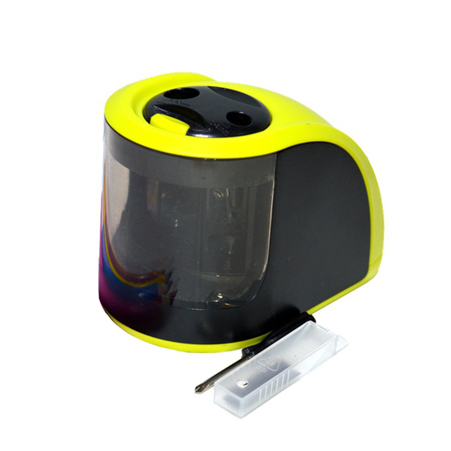 New Pencil Sharpeners Battery Operated or USB Powered Pencil Sharpener with Container Double Holes for 6-12mm DOM668
