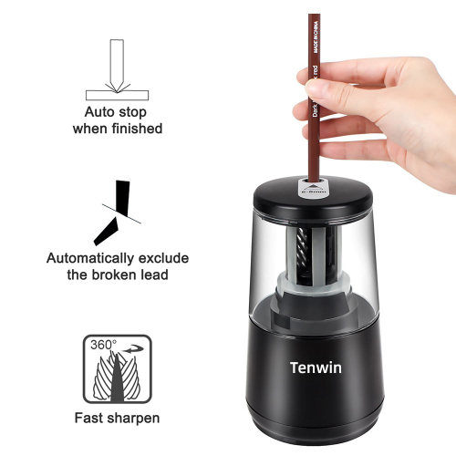 Stationery Automatic Electric Pencil Sharpener USB Heavy Duty Mechanical with Container Battery for Kids Ten Win