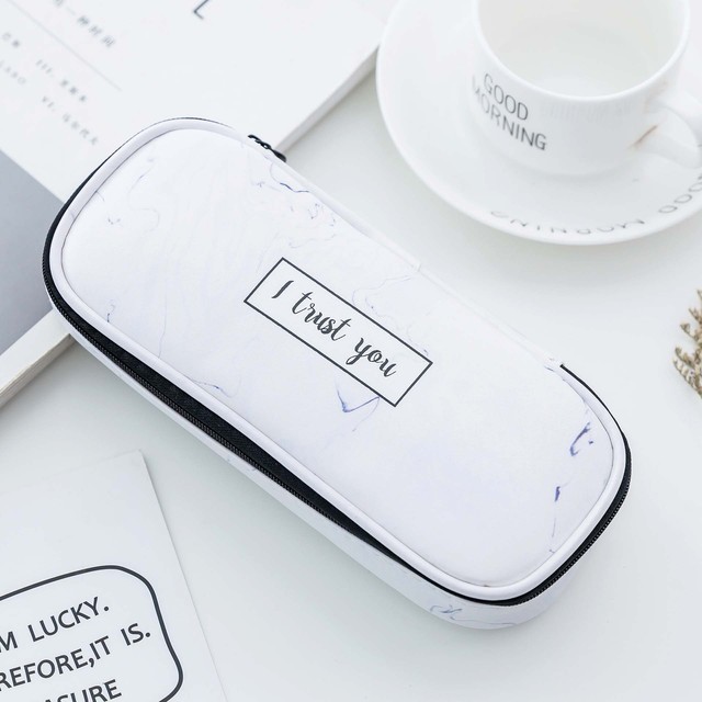 Creative Big Marble Pencil Cases Kawai Leather Pencilcase Cute Multifunctional Pencil Bag Box Stationery Office School Supplies