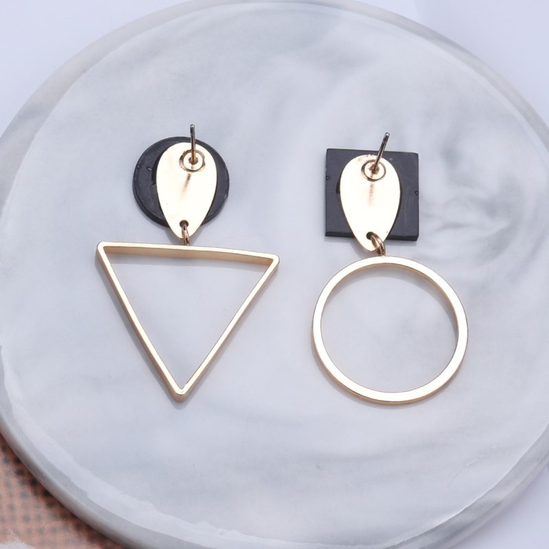 Geometric Triangular Round Earrings Female Stainless Steel Round Cake Asymmetric Earrings Birthday Jewelry for Women