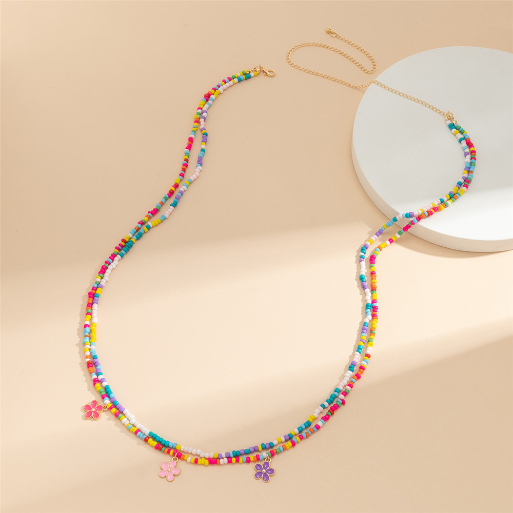 Bohemian Colorful Beaded Waist Chain for Women Flower Pendant Bellt Chain Summer Beach Body Jewelry Gifts