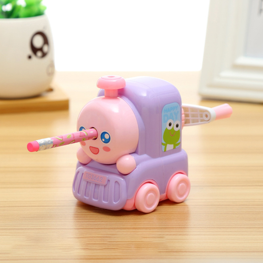 Small Train Manual Pencil Sharpener Student Hand-Cranked Pencil Sharpener for Colored Pencil, Sketching, Charcoal, Art Pencils
