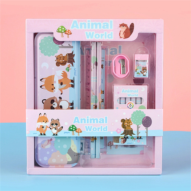 12-in-1 School Stationery Organizer For Student Kawaii Pencil Case Sharpener Ruler Crayon Set Children Gifts Birthday Christmas