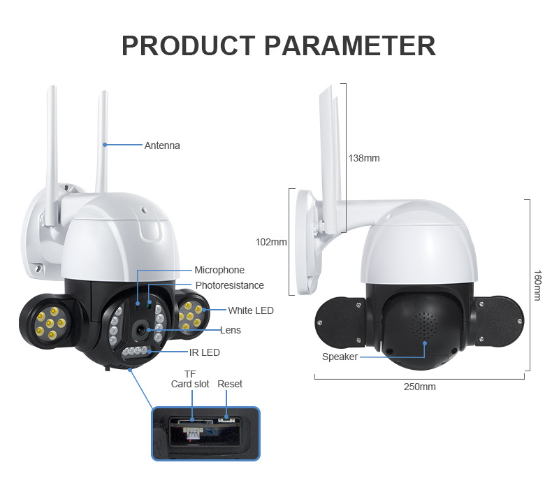 Floodlight Camera Outdoor Color Night Vision External Wireless Wifi Camera Security CCTV Camera Surveillance ICSEE