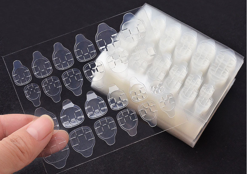 48 Stickers 2 Sheets 8.1cm*7cm Fake Nails Sticker Transparent Double Sided Adhesive Tapes Stickers False Nail Tips Extension Stick Tools