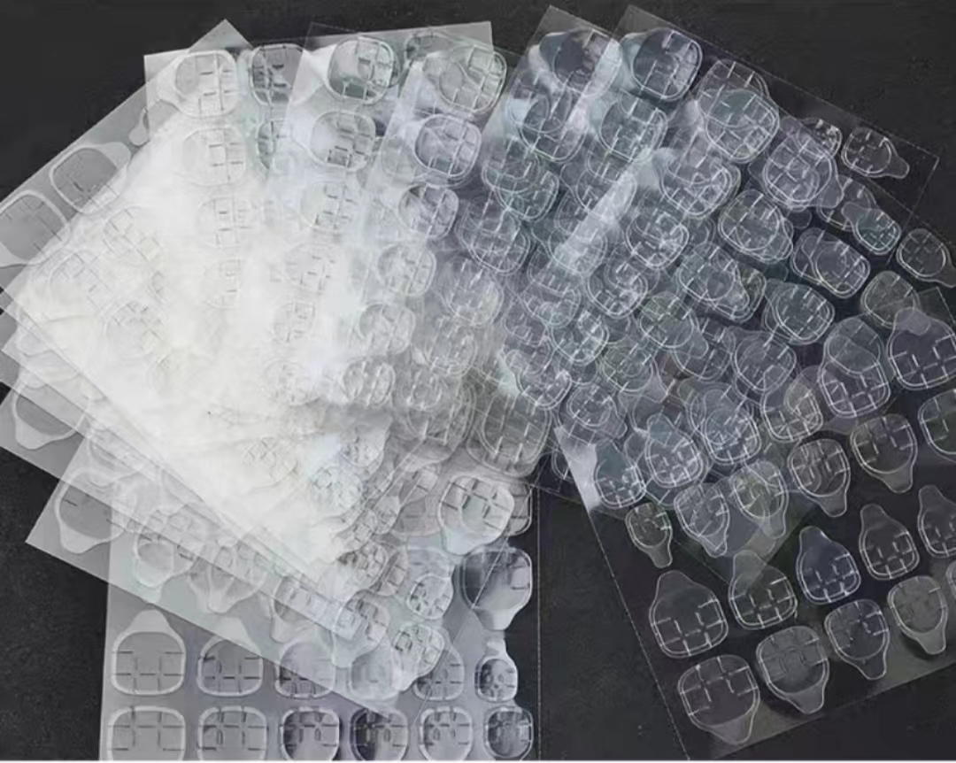 48 Stickers 2 Sheets 8.1cm*7cm Fake Nails Sticker Transparent Double Sided Adhesive Tapes Stickers False Nail Tips Extension Stick Tools view 2