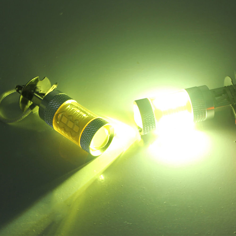 2pcs/Set DC 12-24V H3 80W 16 SMD LED Car Fog Light Bulb Yellow High Power Truck Universal LED Fog Lights