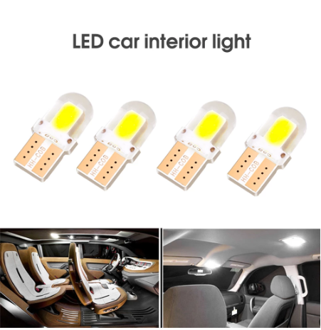 10pcs 4 Chips COB Light LED W5W T10 4SMD For Parking Bulb Wedge Clearance Lamp Silica gel Car License Light