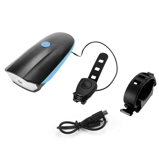 1pcs Bicycle Bell Headlight USB Rechargeable Mountain Bike Front Light With Super Loud Electronic Horn Waterproof Cycling Lamp