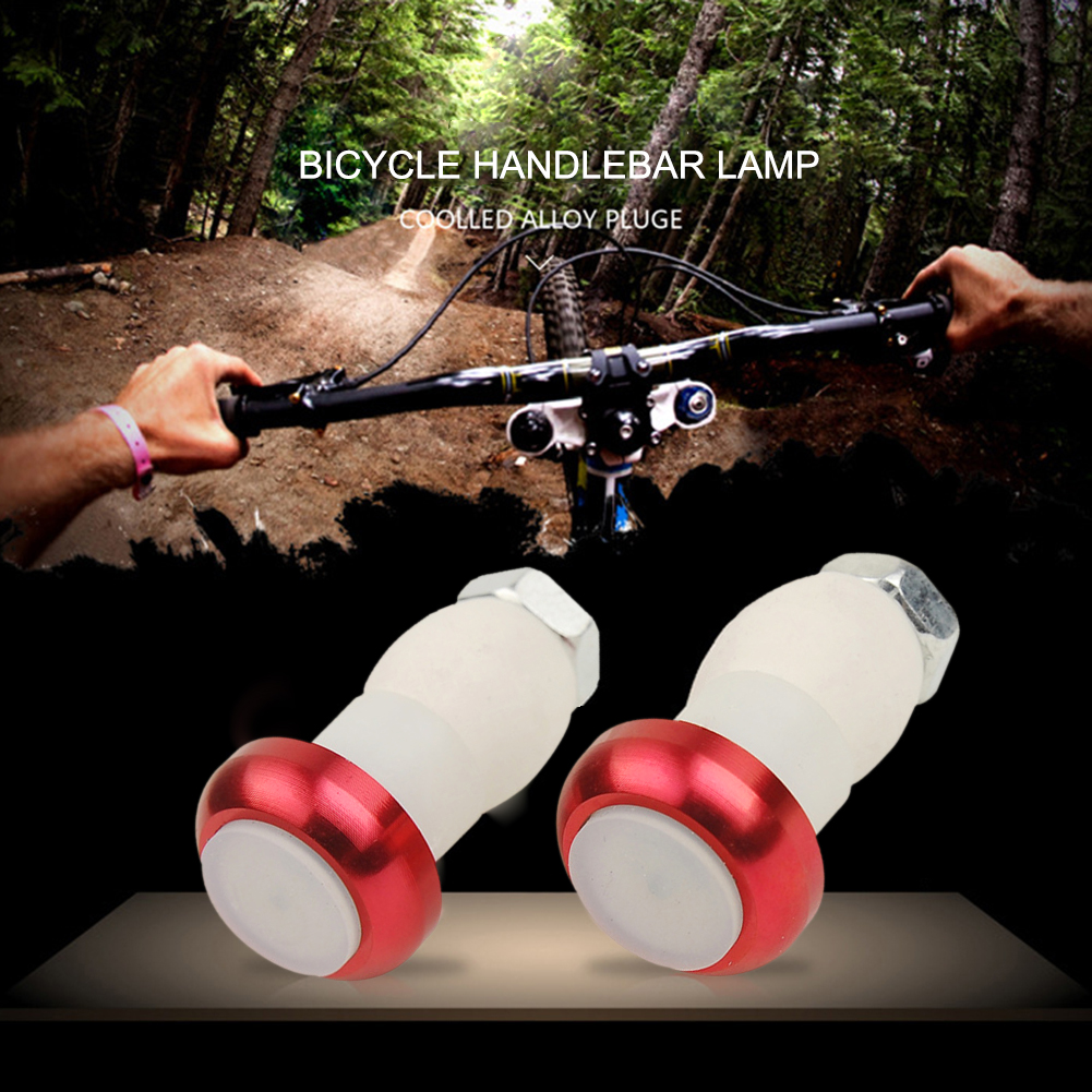 1 Pair Battery Powered Bicycle Handlebar Light Bike Signal Lamp Cycling LED Bar End Plugs Indicator Safety Lights