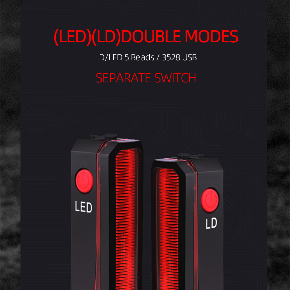1pcs Folding Laser Bike Light Front Rear Safety Warning Bicycle Light USB Rechargeable Bike Tail Rear Light Waterproof Cycling Lamp
