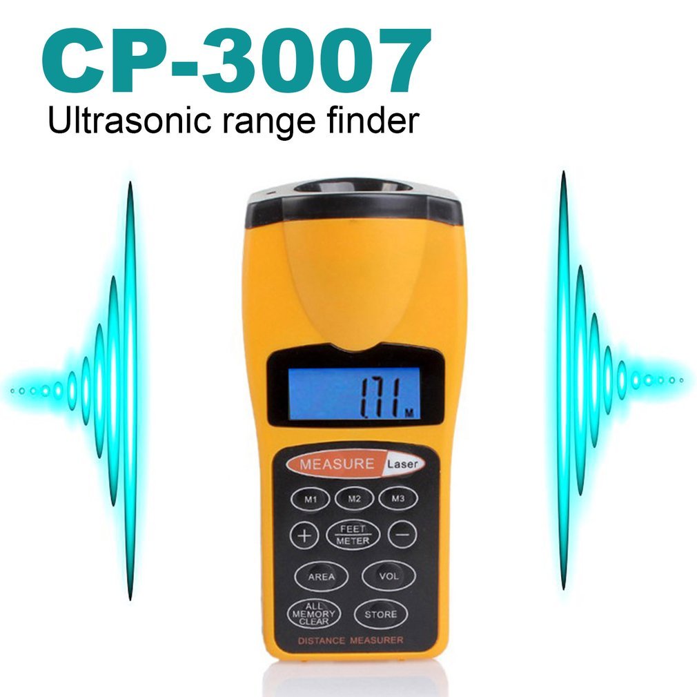 NEW CP-3007 Multifunctional LCD Ultrasonic Distance Meter Measure Range Finder With Laser Pointer House Use Digital Rangefinder