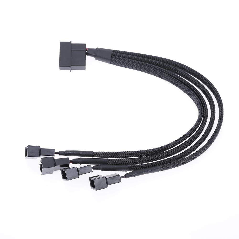 27cm 4pin IDE Molex to 4-Port 3Pin/4Pin Power Supply Plug Cooler Cooling Fan Adapter Power Cable Splitter for PC Computer Case