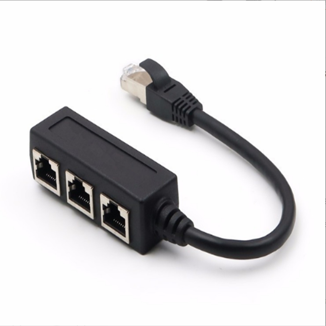 3 in 1 RJ45 Splitter LAN Ethernet Network RJ45 Connector Extender Adapter Cable for Networking Extension 1 Male to 2/3 Female