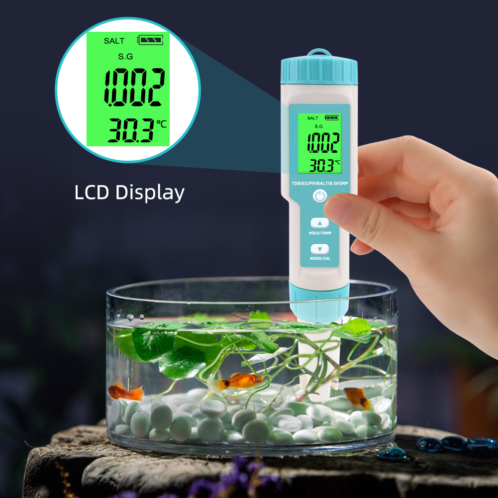 New 7 in 1 PH/TDS/EC/ORP/Salinity /S. G/Temperature Meter C-600 Water Quality Tester for Drinking Water, Aquariums PH Meter