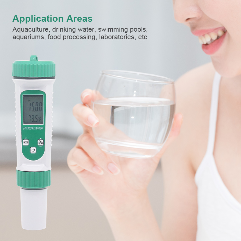 6 In 1 PH Meter EC TDS Salinity S.G Temp High Precision Water Quality Testing Acidity Meter for Drinking Laboratory Aquarium
