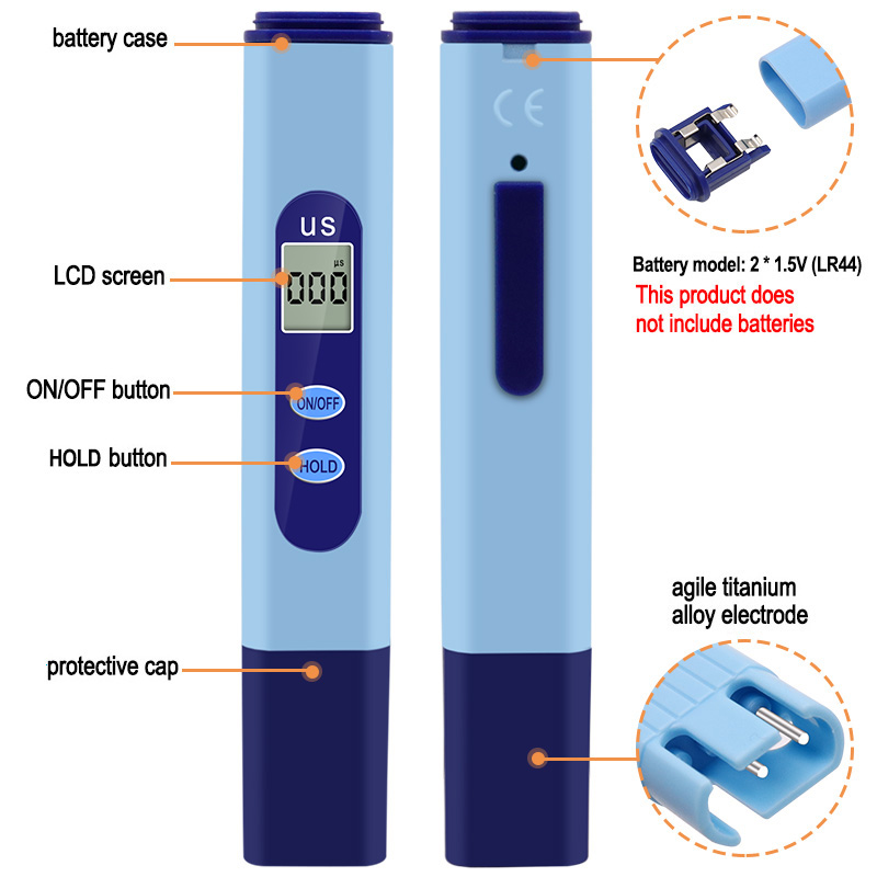 US Digital Conductivity Meter TDS Test Pen Water Hardness Test Pen EC Meter