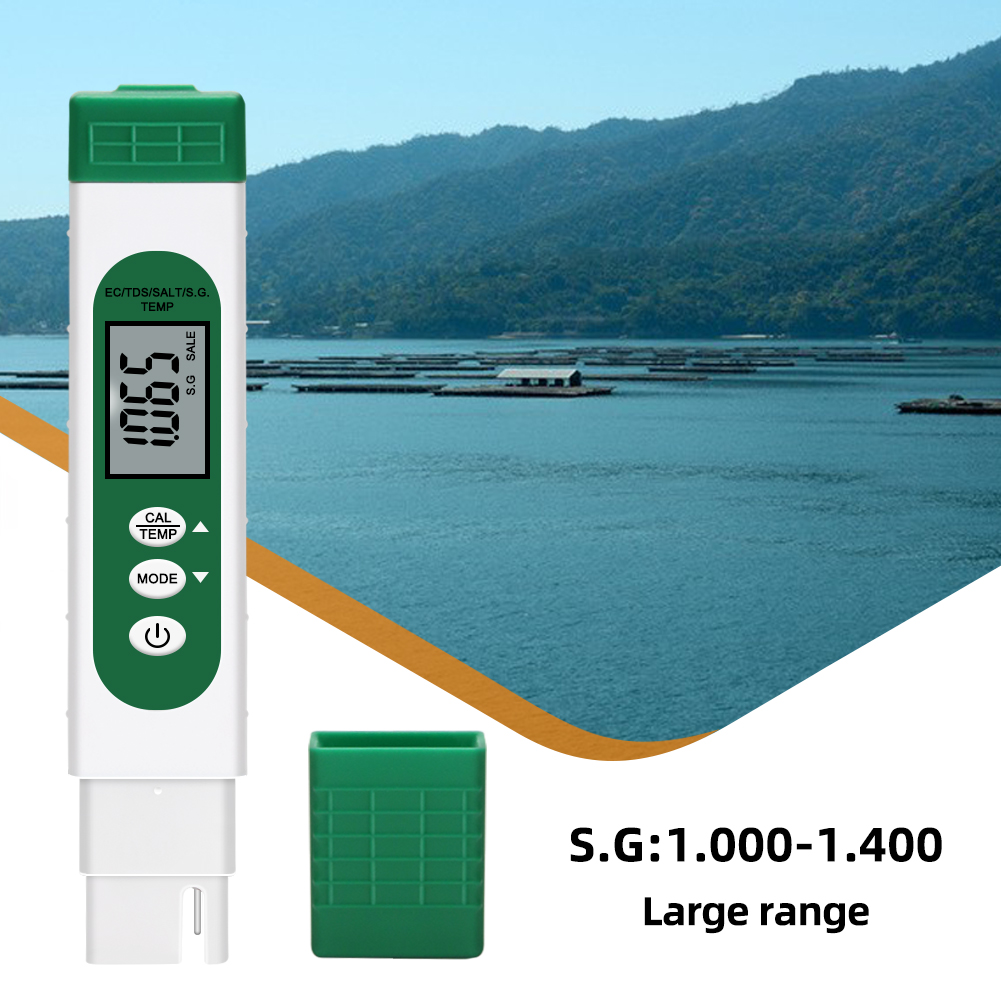 Digital EC TDS SALT S.G. Temperature Salinity Meter 5 In 1 Water Quality Purity Conductivity Tester For Aquarium Swimming Pool