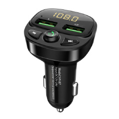 Car FM Transmitter Bluetooth 5.0 Dual USB Charger Wireless Handsfree Car Kit FM Adapter Support TF Card USB Drive