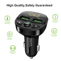 Car FM Transmitter Bluetooth 5.0 Dual USB Charger Wireless Handsfree Car Kit FM Adapter Support TF Card USB Drive
