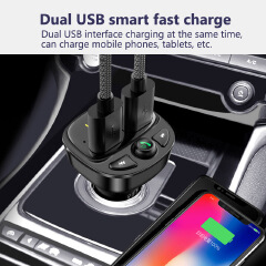 Car FM Transmitter Bluetooth 5.0 Dual USB Charger Wireless Handsfree Car Kit FM Adapter Support TF Card USB Drive