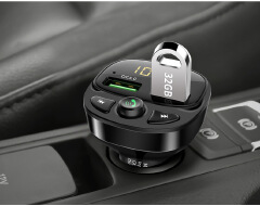 Car FM Transmitter Bluetooth 5.0 Dual USB Charger Wireless Handsfree Car Kit FM Adapter Support TF Card USB Drive
