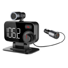 Hands-Free Bluetooth-Compatible 5.0 Car Kit FM transmitter Car MP3 Player Lossless Music QC3.0 Fast Charger Noise Reduction Call