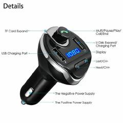 Hands Free Calls Wireless Bluetooth 3.0 FM Transmitter Charger MP3 Dual Audio Accessories Player Music For Car USB Receiver