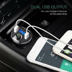 Hands Free Calls Wireless Bluetooth 3.0 FM Transmitter Charger MP3 Dual Audio Accessories Player Music For Car USB Receiver