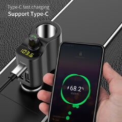 FM Transmitter Bluetooth 5.0 Car Kit Handsfree Car Music Player  3.1A Cigarette Lighter Socket Splitter Dual USB Car Charger