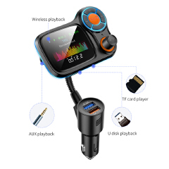 LCD Screen Folder Change Bluetooth Car Kit Handsfree FM Transmitter Radio Adapter TF AUX Music MP3 Player QC3.0 USB Fast Charger