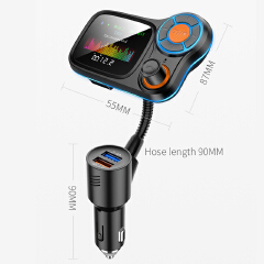 LCD Screen Folder Change Bluetooth Car Kit Handsfree FM Transmitter Radio Adapter TF AUX Music MP3 Player QC3.0 USB Fast Charger
