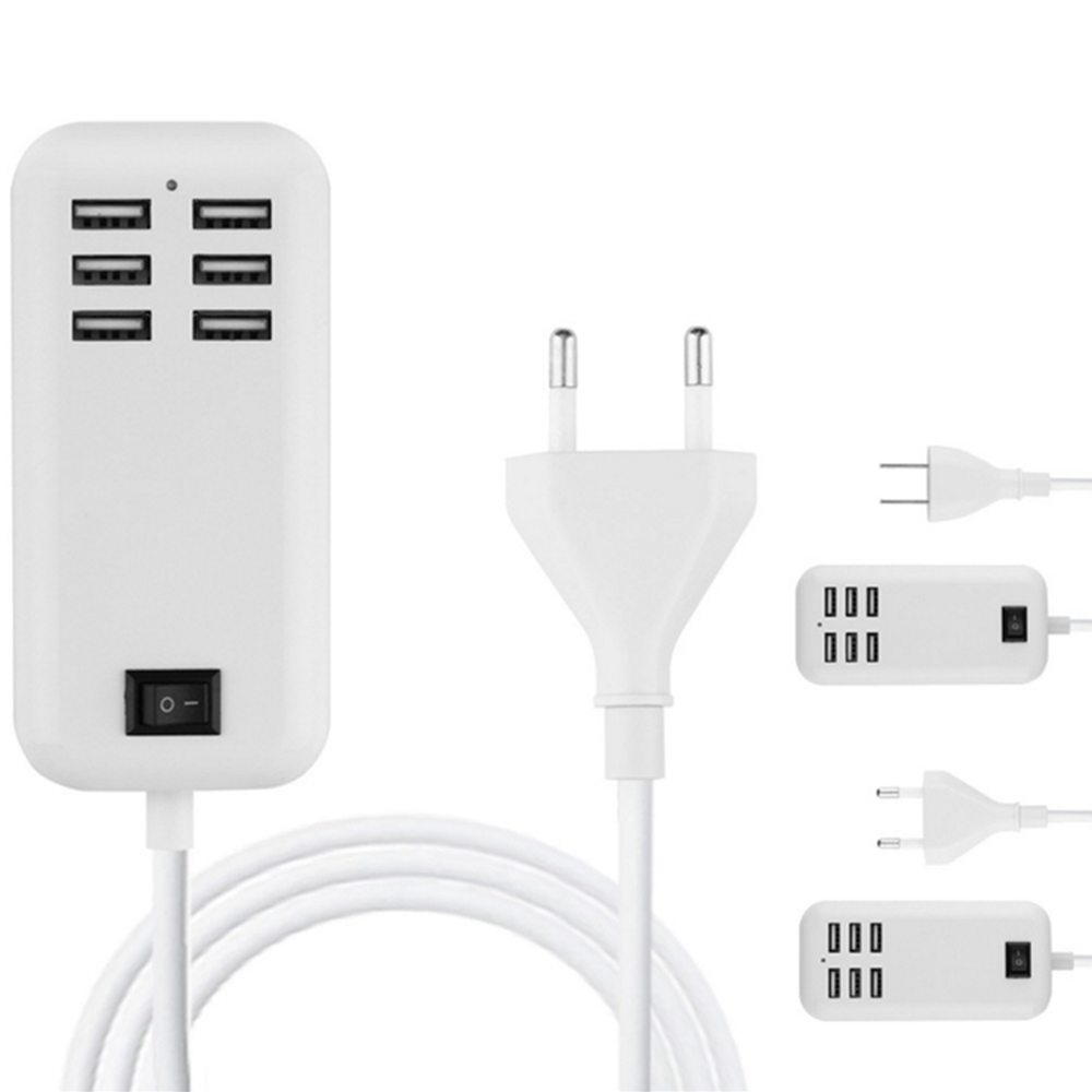 6 Port USB Hub Multi Splitter with Power Adapter EU Plug USB High Speed Hab USB Charging Socket